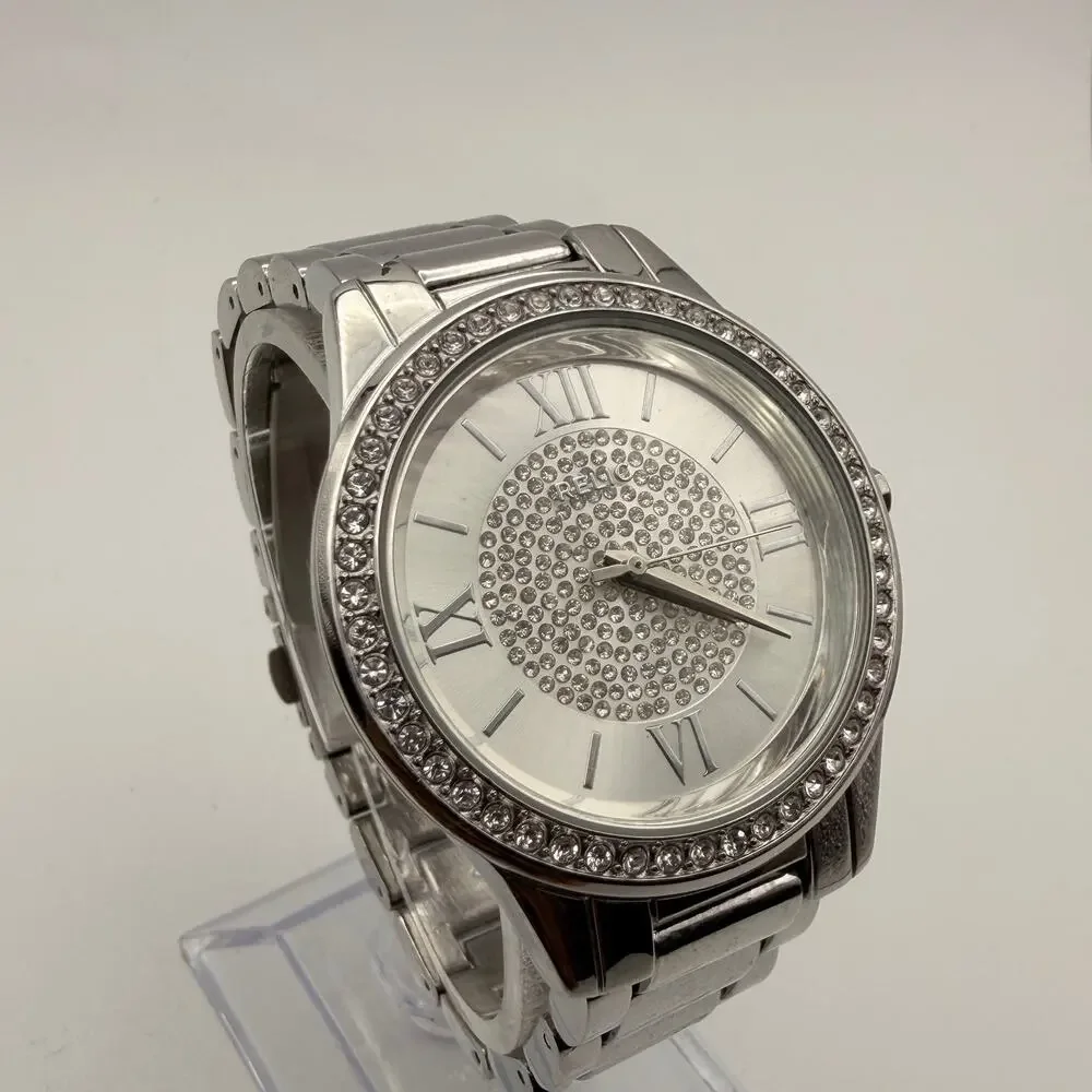 Relic by Fossil Karsen Crystal Accent Silver-Tone Watch Working New Battery